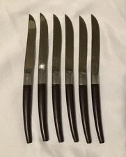 Set of 6 EKCO Eterna Forged Canoe Stainless Steak Knives MCM