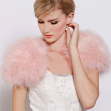 Real Ostrich Feather Bolero Shrug Fur Wrap Jacket High Stylish Bridal Wedding