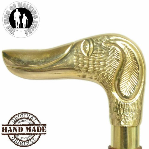 Vintage Solid Brass Dog Head Cane Handle for Walking Stick handmade
