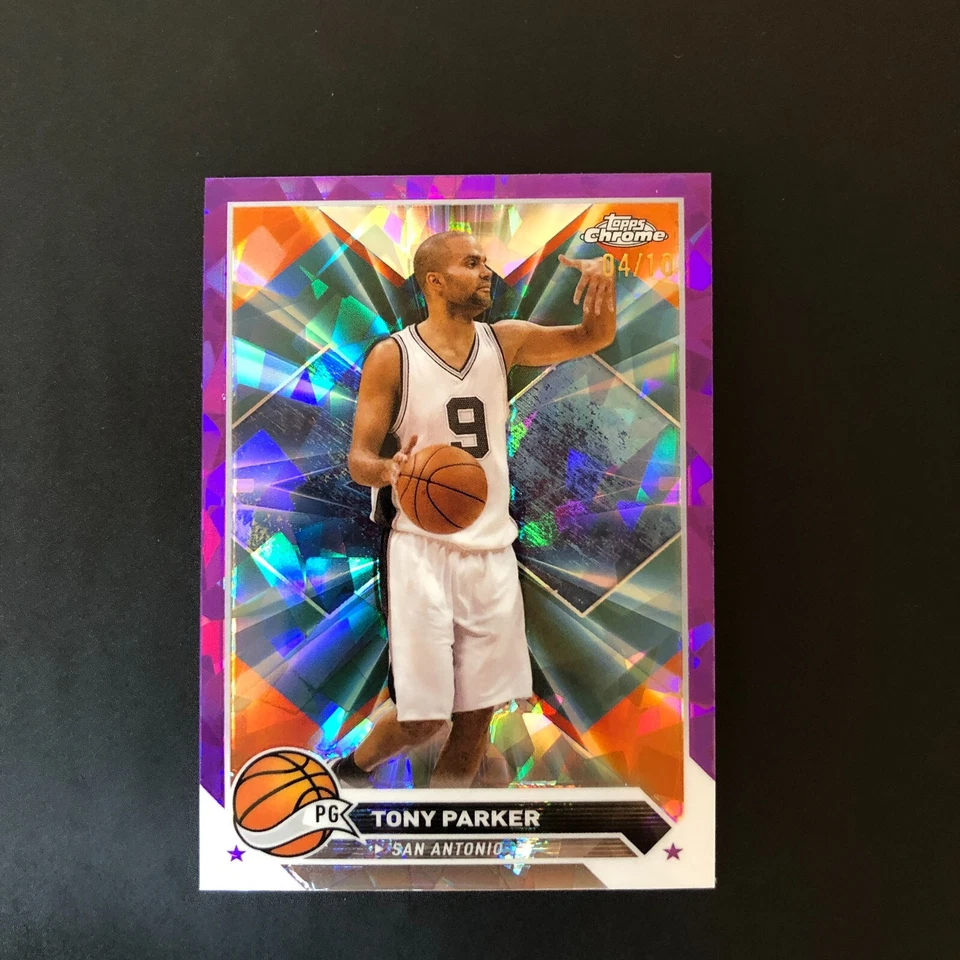 2023-24 Topps Chrome Sapphire Tony parker Purple Refractor /10 #104 Spurs - Image 3 of 4