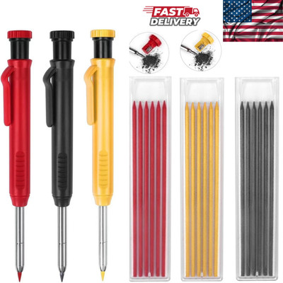 2PCS Carpenter Pencils with Sharpener Heavy Duty Woodworking Tools Mechanical...