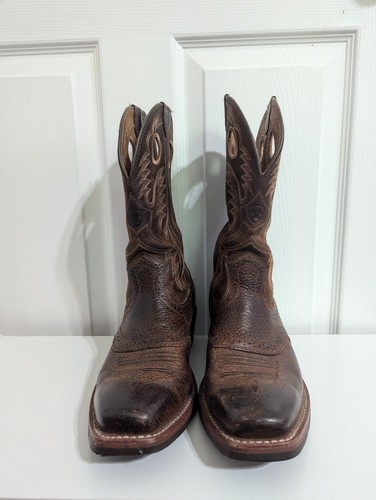Stivali Ariat uomo taglia 8EE Heritage Roughstock western marrone doppio largo cowboy - Foto 3 di 13