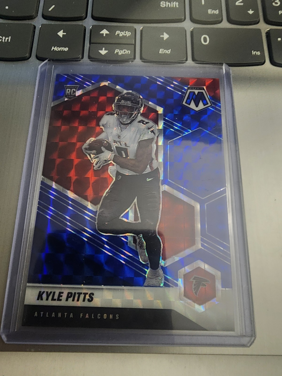 Kyle Pitts - 2021 Panini Mosaic Rookie Blue Mosaic 5/99 Falcons RC #311