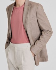 Calvin Klein Men's Beige Textured Stretch Slim-Fit Sport Coat Jacket Size 38R