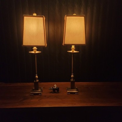 Solid Bronze-finish Metal! Pair Uttermost Lowell Buffet Table Lamps
