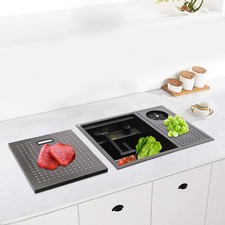 Drop In Sink Single Bowl Stainless Steel Top Mount Kitchen Bar Sink w/Faucet