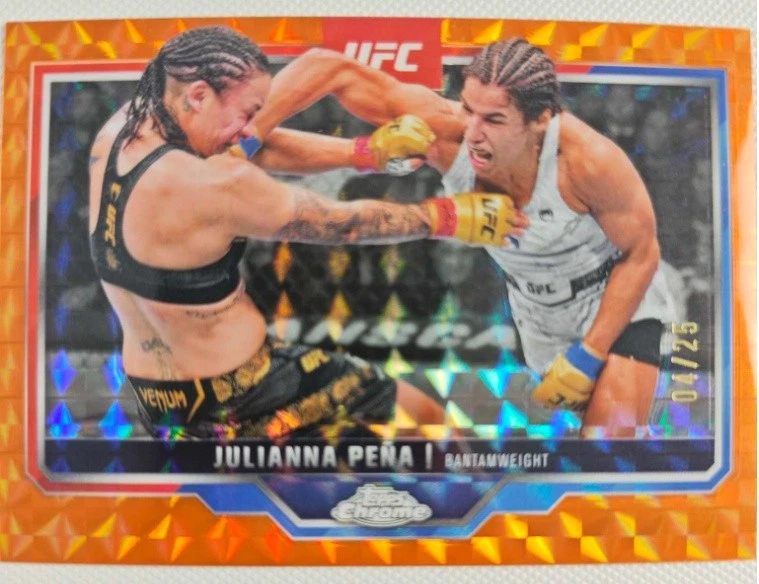 Julianna Pena 2025 Topps Chrome UFC Orange Geometric Refractor 04/25 #142
