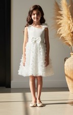 White Tulle Overlay Easter Pagent Church Party Butterfly Dress Size 12 month