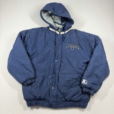 VTG Dallas Cowboys Starter Athletic Winter Coat Jacket With Removable Hood Sz L
