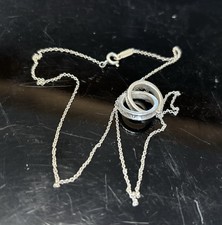 Tiffany & Co, Silver Double interlocking Ring Pendant, Genuine