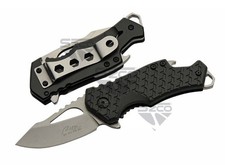 Spring-Assist Folding Knife 2.25 Silver Blade Slim EDC Bottle Open Black