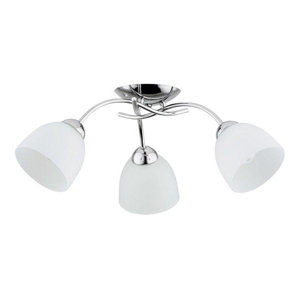 Deckenlampe 3-Flammig Glas Weiß Chrom E27 L:56 Cm Deckenleuchte Schlafzimmer-image