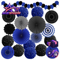 Party Dekoration Pompoms FäCher Girlande Marineblau FüR Hochzeit Geburtstag