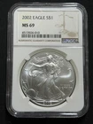2002 $1 American Silver Eagle Dollar NGC MS69