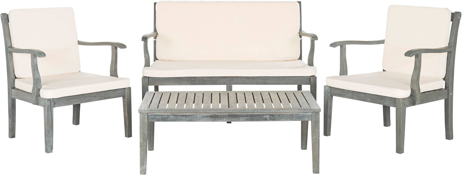 Bradbury Ash Gray Wood 4-Piece Outdoor Conversation Set thumbnail 2