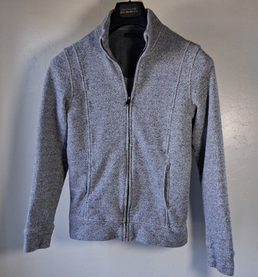 Marc Anthony Luxury Collection Mens Full Zip Sweater Jacket Grey Woven Knit S
