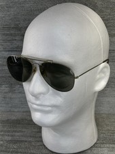 VTG Aviator Pilot Green Lens Wire Rim Gold Tone Sunglasses Driving Outdoor