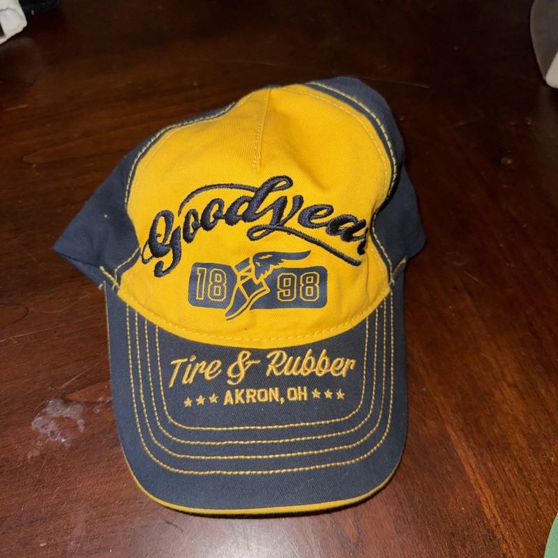 Goodyear 1898 Tire&Rubber Akron, OH Yellow And Navy Snap Back Baseball Cap New