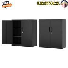 Metal Storage Cabinet W/ Locking Doors Adjustable Shelves Garage Office Use