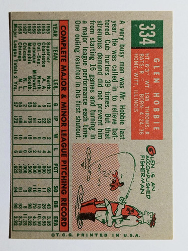 1959 Topps #334 Glen Hobbie (EX) - Bild 2 von 2