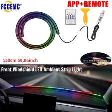 Front Windshield LED Atmospere Light Strip 150cm Car RGB USB APP Control Remote
