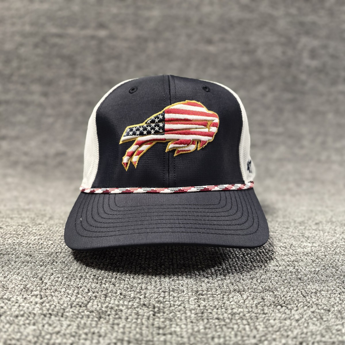 47 Brand Buffalo Bills NFL USA Flag Trucker Hat Cap Strapback Navy White