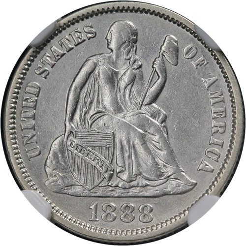 1888-P Seated Liberty Dime NGC AU Details Decent Eye Appeal Nice Strike