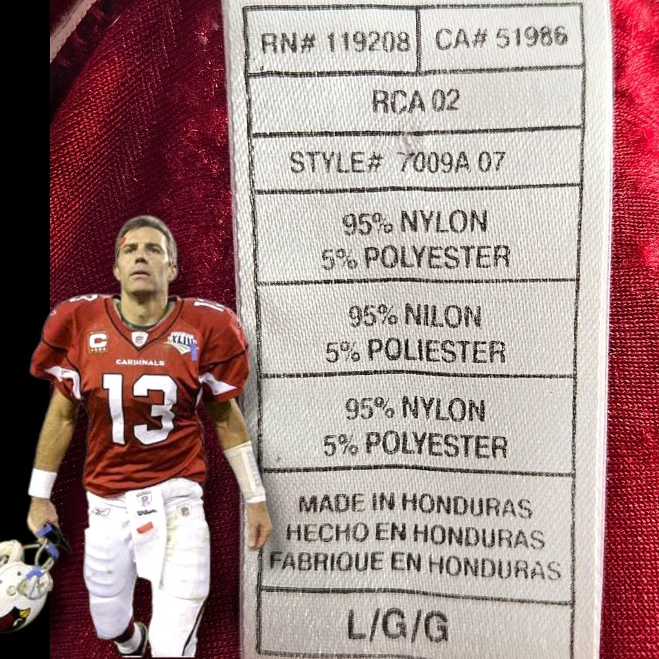 Authentic Reebok Kurt Warner #13 Arizona Cardinals NFL Jersey Large Men's - Image 4 of 4