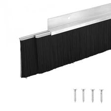 3''W 39.4" L Door Sweeps for Exterior Doors, Double Layer Black Garage Roll U...