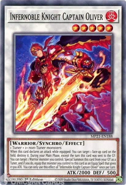 MP21-EN188 Infernoble Knight Captain Oliver Common 1st Edition Mint YuGiOh Card