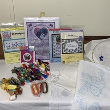 Cross Stitch Kits Embroidery Needle Point Supplies DMC Pillowcase Ring Large LOT
