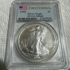 1990 1 oz Silver American Eagle PCGS Rare Date First Strike Ms68 USA Flag Hot!