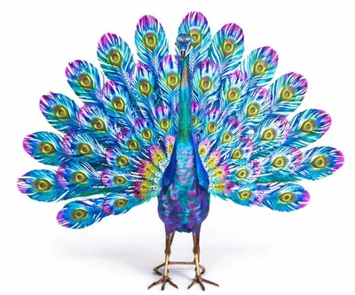 Figur Pfau Gartenfigur Metallfigur Vogel Pfauenhahn Federkrone Skulptur 57cm - Bild 1 von 4