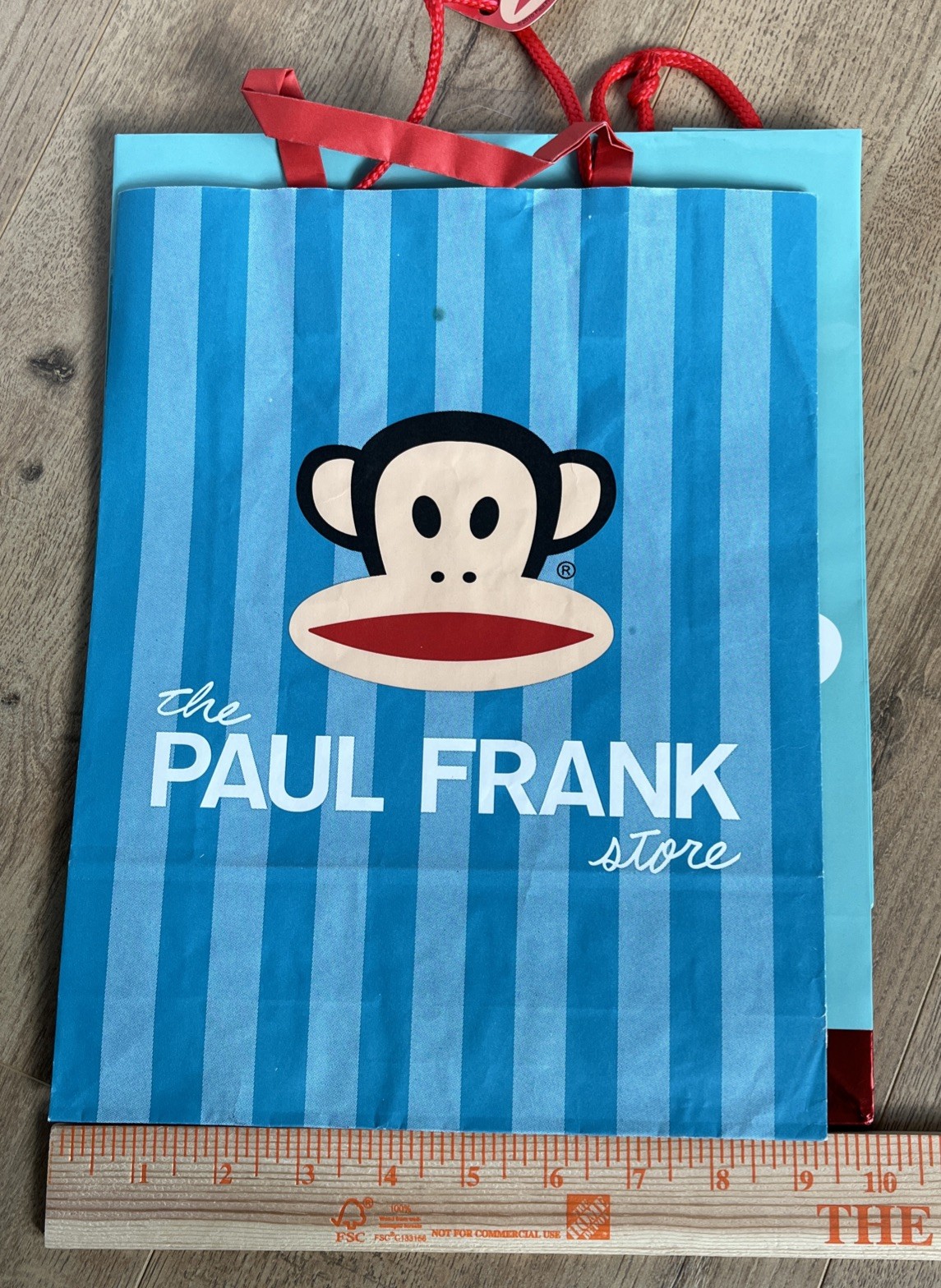 Paul Frank Shopping Bag & Gift Paper Bag Julius Monkey  16 x 12.5 x 6" Blue