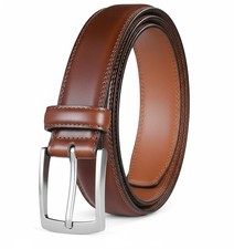 Leather Belts for Men Dress Causal Mens Belt, Brown Color 1.27inch Width