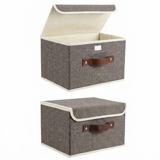 Foldable Fabric Storage Bin with Handle Lid Box Basket for Home Organizer,8064