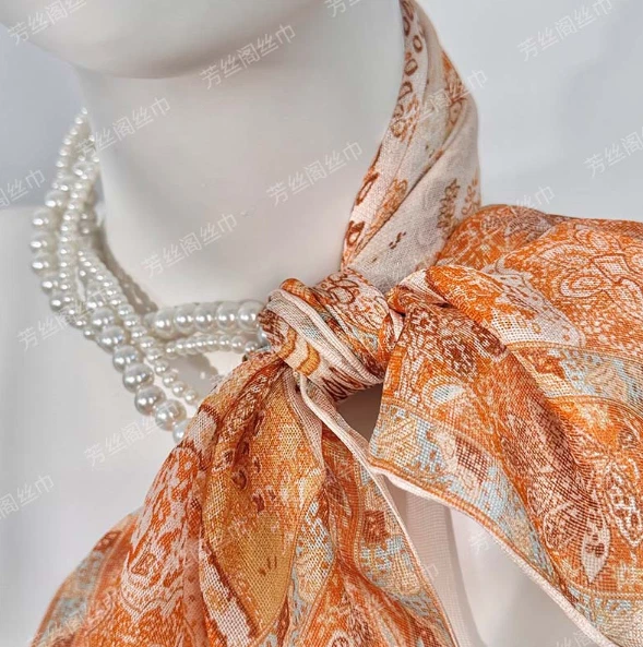 Bufanda 100% Seda Morera Mantón Negro Pañuelo 65X65cm Encaje Estampado Bandana Envoltura Foto 3 de 4