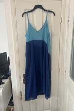 SHEIN Women’s Plus Size 2XL Blue Colourblock V-Neck Strappy Slip Midi Dress