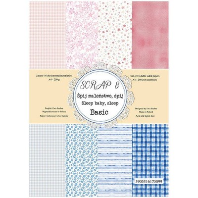 Scrapbooking-Bastelpapier-Set a4 Sockel - SCRAP 8 - Schlaf Baby, schlaf