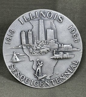 1968 Illinois Sesquicentennial Medal 999 Pure Silver Medallic Art Co NY 4.5oz