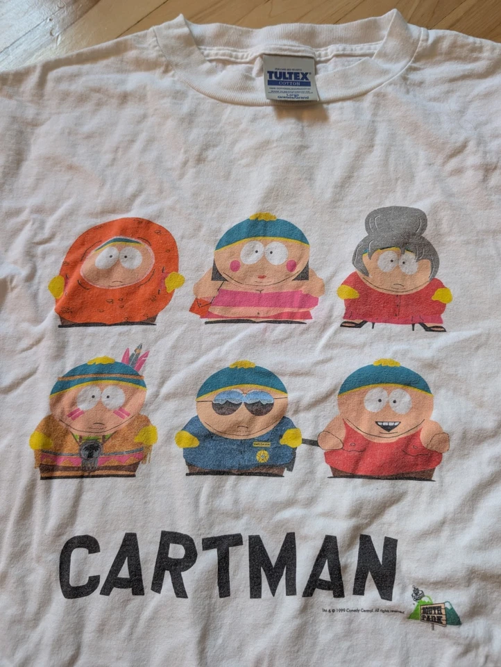 Vintage South Park Cartman White 1999 Comedy Central Shirt Large — 第 2/4 张图片