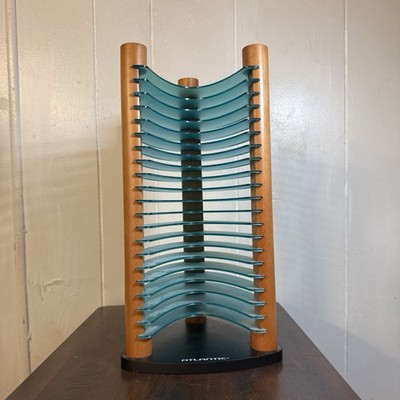Green Blue Wood 20 CD Tower Rack Holder Organizer Future Post