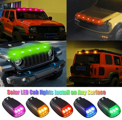 Solar Car Roof RGB Strobe Light with Remote Control,Solar Cab Lights,8 Colors