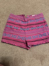 Bullhead Pink Aztec Print High Rise Shorts Size 5 Y2K Festival
