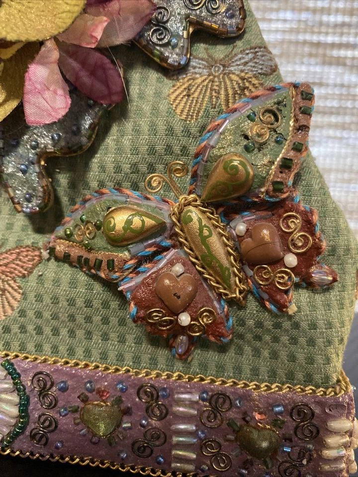 Mary Frances Vintage 1985 Top Handle Butterfly And Orchid Handbag - Image 2 of 4