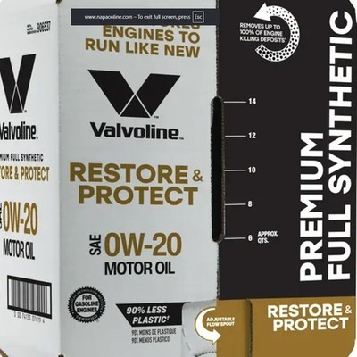 Valvoline Restore & Protect 0W-20 Full Synthetic Motor Oil, 1- 5 Gallon Bay Box