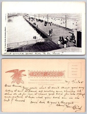 1905 Rockaway Beach Boardwalk Postcard - J. Koehler, NY - Busy Scene