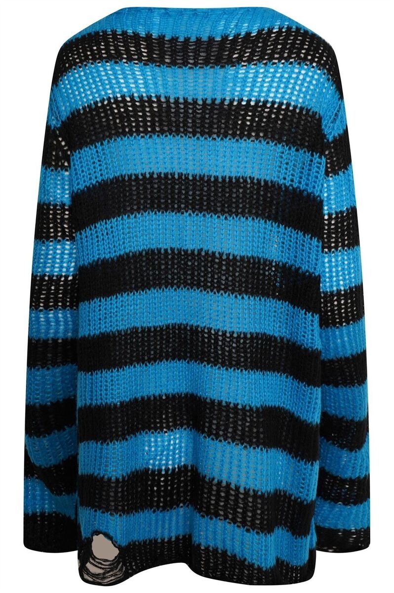 90's Oversized Striped Gothic Grunge Jumper - Chunky Knitted 90's Oversized Striped Gothic Grunge Jumper - Chunky Knitted