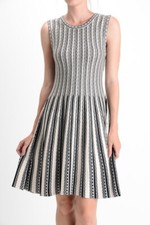 Yemak Women's Fit and Flare Sleeveless Jacquard Knitted Dress MK6009