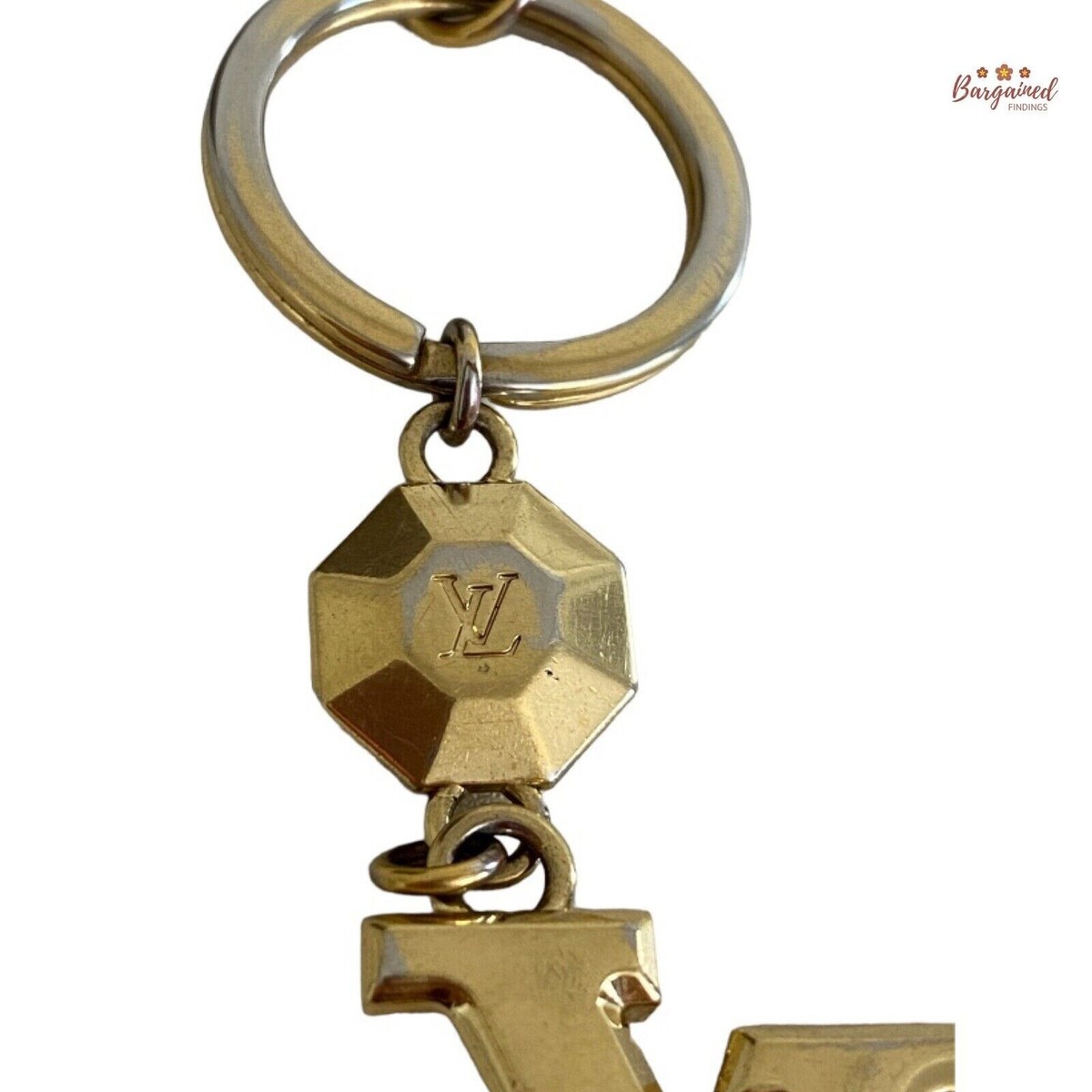 Authentic LOUIS VUITTON Gold LV Facettes Bag Charm & Key